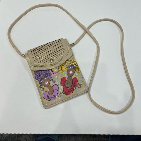 Handbags - Handpainted Crossbody Bag with Artistic Design. Women Power. Signed. Rare